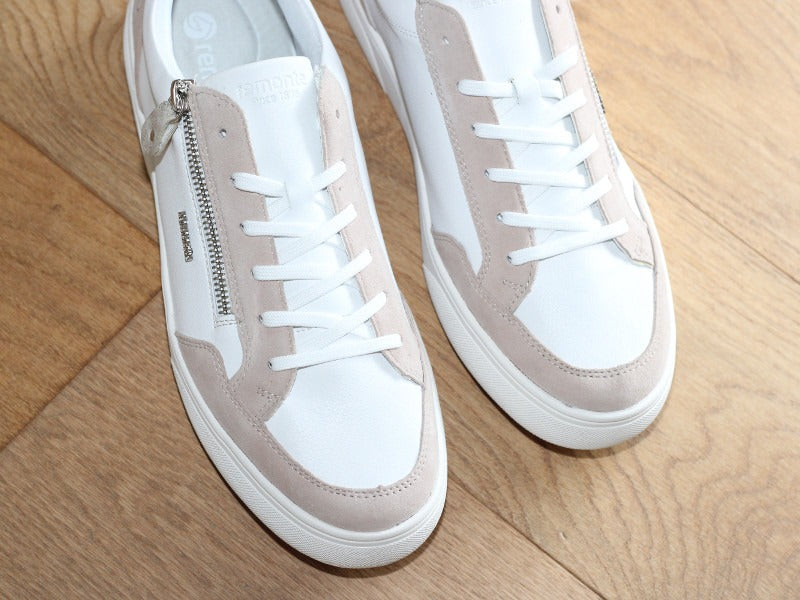 Tennis Remonte en cuir blanc et rose
