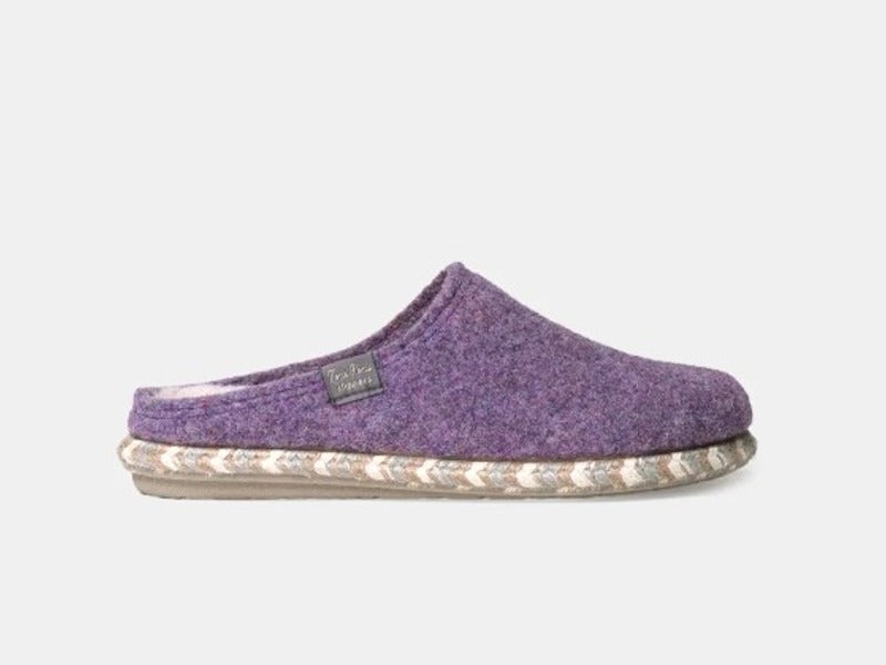 Chaussons forme mule en feutre mauve Deli
