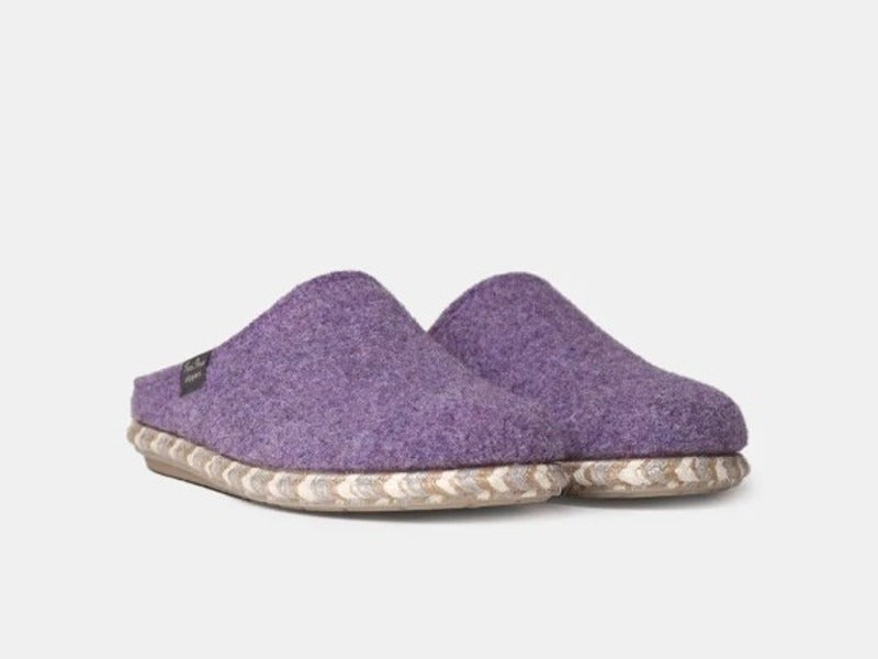 Chaussons forme mule en feutre mauve Deli