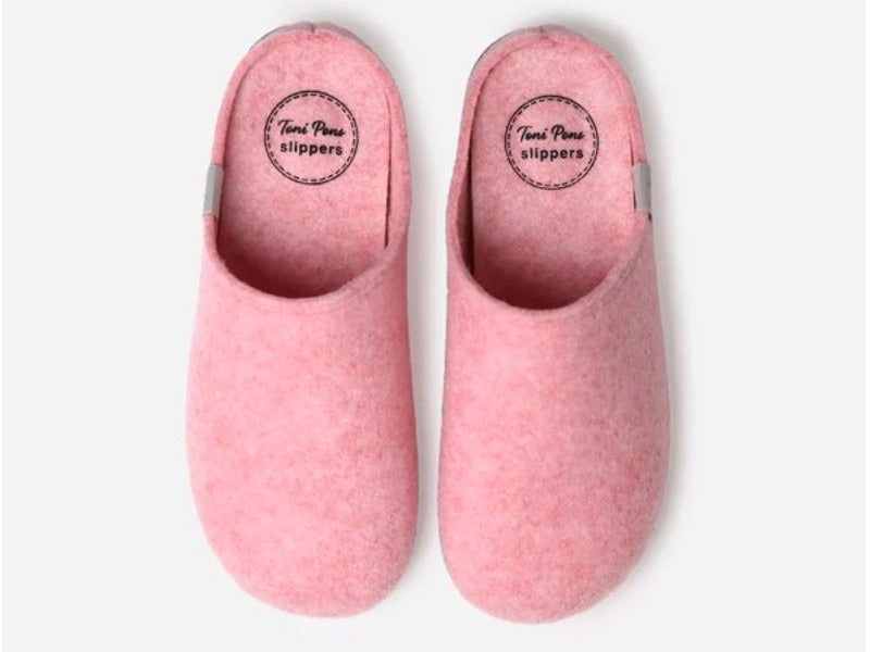 Chaussons slipper en feutre rose Mona