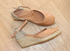 Espadrille fermée à talon compensé en cuir Costa