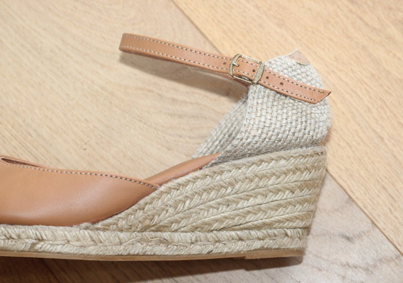 Espadrille fermée à talon compensé en cuir Costa