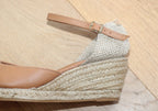 Espadrille fermée à talon compensé en cuir Costa