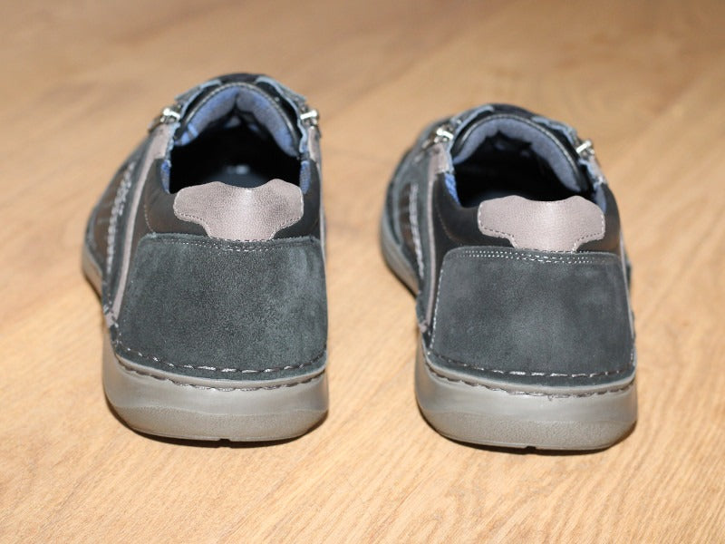 Chaussures en cuir noir avec lacet et double zip New Anvers