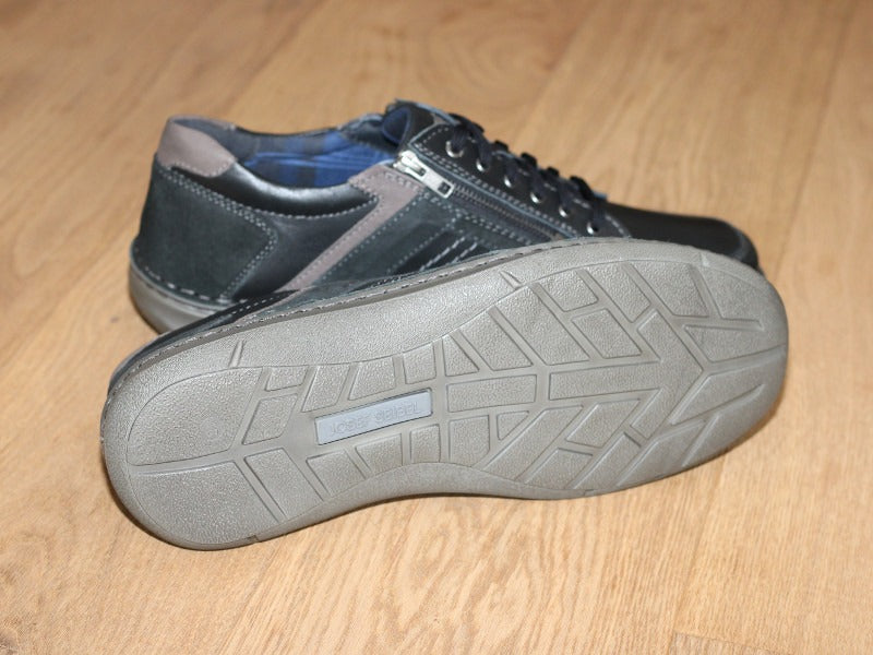 Chaussures en cuir noir avec lacet et double zip New Anvers