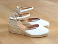 Espadrille fermée à talon compensé en cuir blanc Costa