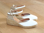 Espadrille fermée à talon compensé en cuir blanc Costa