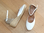 Espadrille fermée à talon compensé en cuir blanc Costa