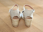 Espadrille fermée à talon compensé en cuir blanc Costa