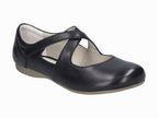 Ballerines à brides croisées en cuir noir Fiona