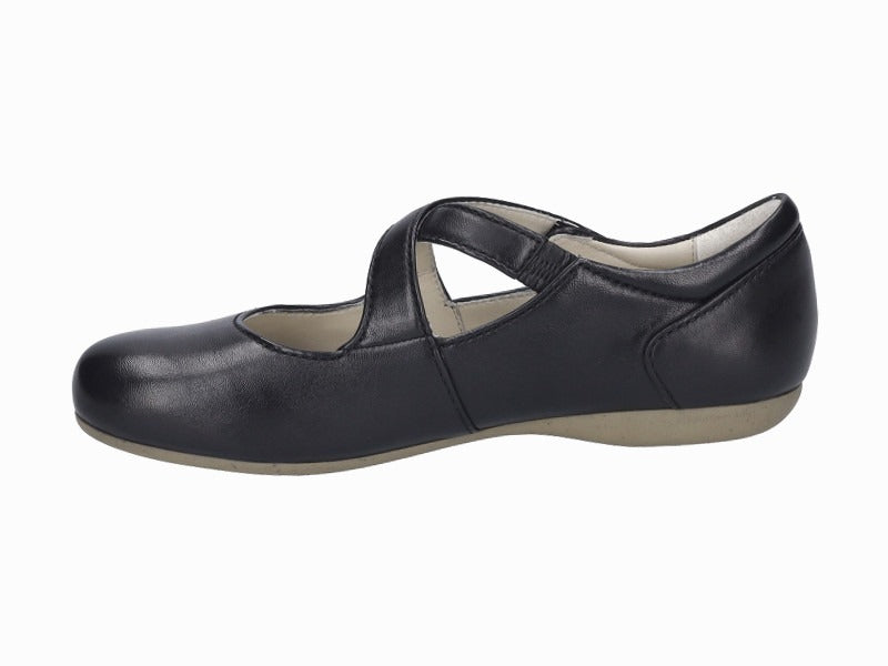 Ballerines à brides croisées en cuir noir Fiona