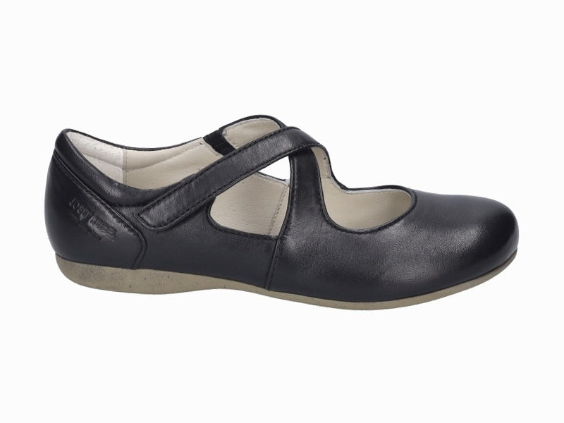 Ballerines à brides croisées en cuir noir Fiona