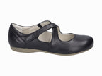Ballerines à brides croisées en cuir noir Fiona