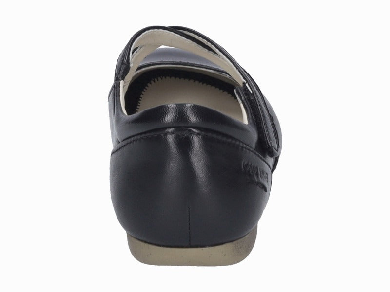 Ballerines à brides croisées en cuir noir Fiona