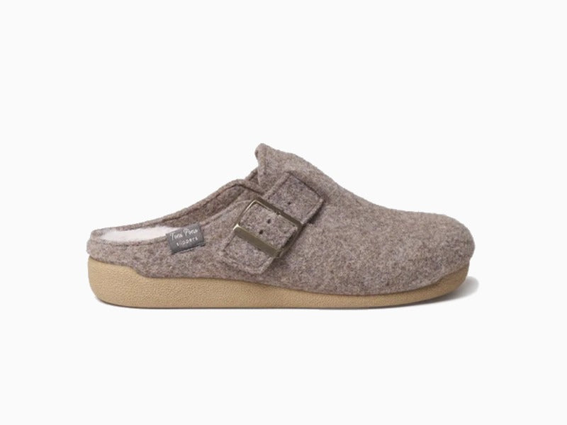 Chaussons type sabot avec boucle Mima coloris taupe