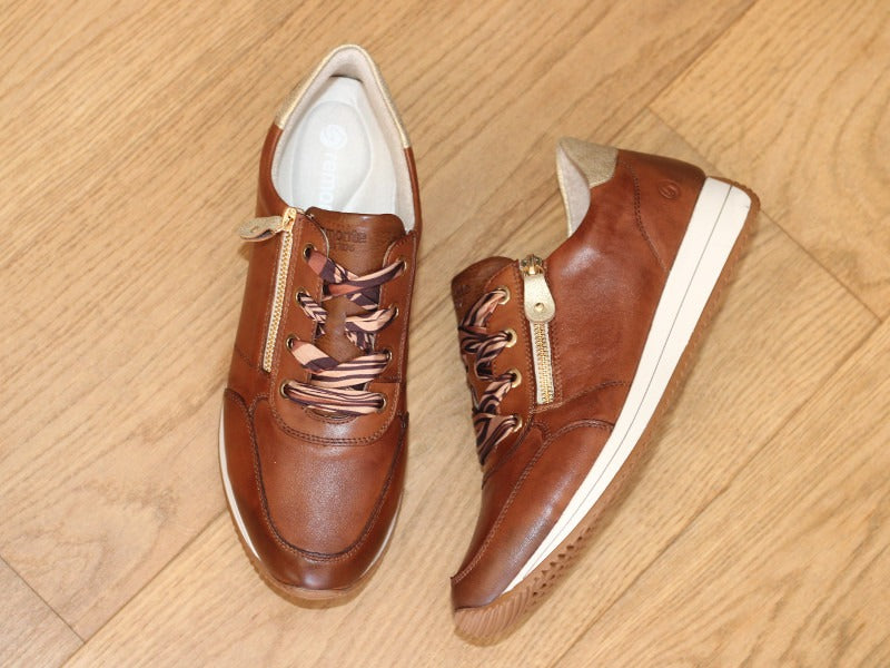 Baskets mode Remonte en cuir marron camel