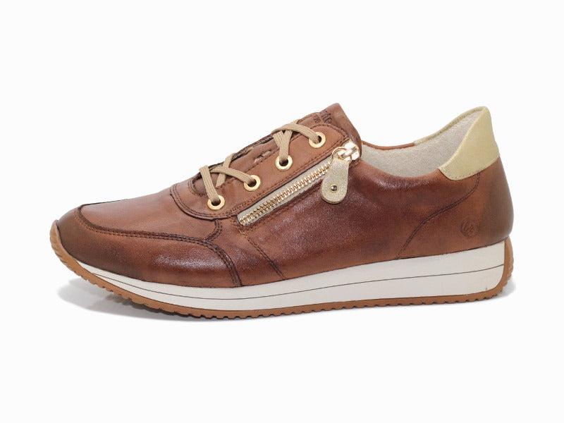 Baskets mode Remonte en cuir marron camel