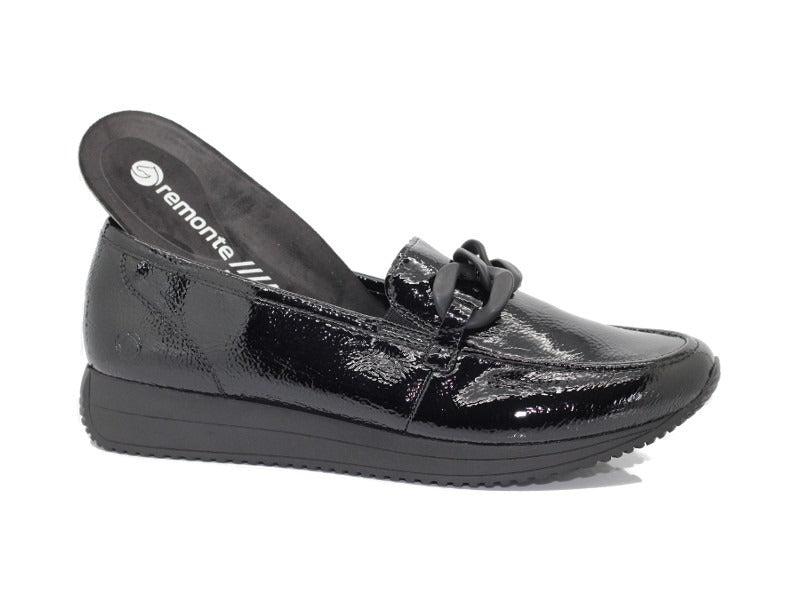 Mocassins compensés Remonte vernis noir