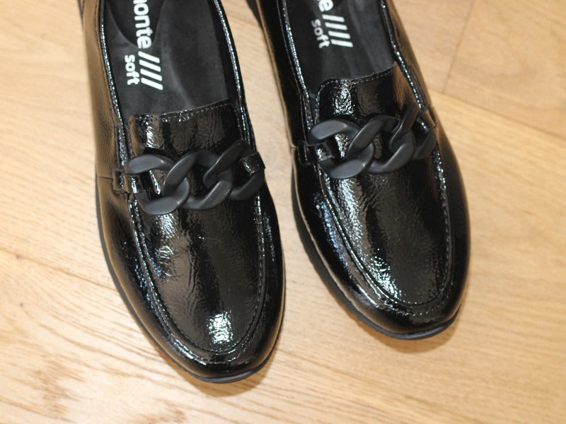 Mocassins compensés Remonte vernis noir