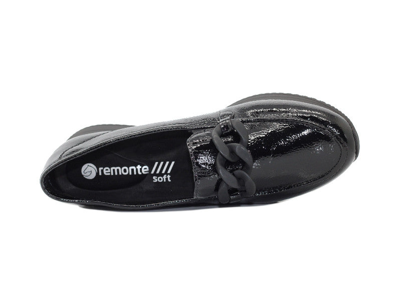 Mocassins compensés Remonte vernis noir