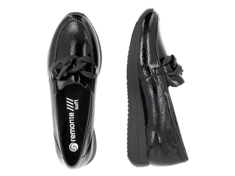 Mocassins compensés Remonte vernis noir