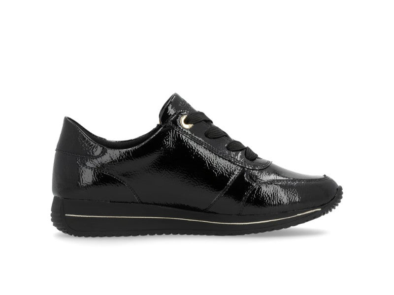Baskets compensées Remonte en cuir noir verni