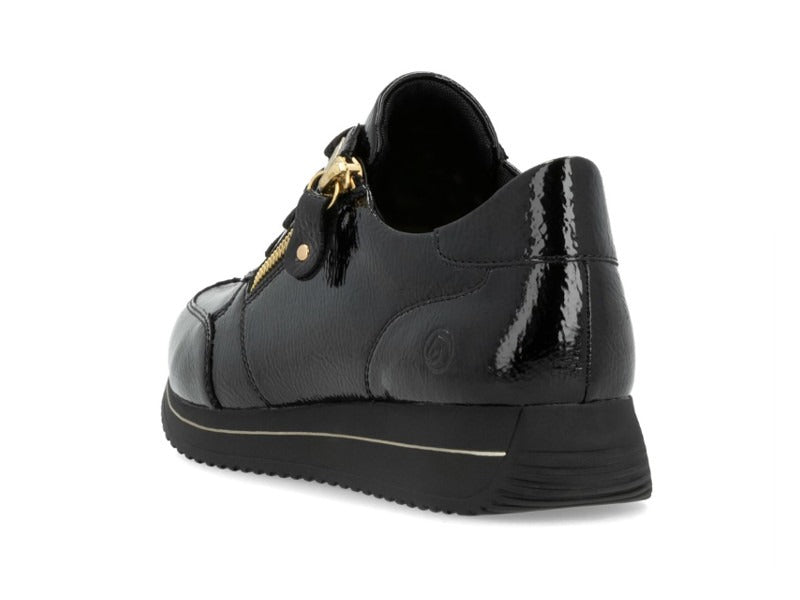 Baskets compensées Remonte en cuir noir verni