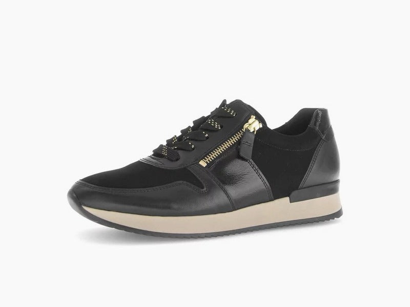Baskets en cuir noir Gabor avec double zip