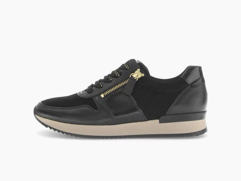Baskets en cuir noir Gabor avec double zip