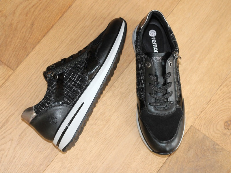 Basket mode Remonte en cuir combi noir