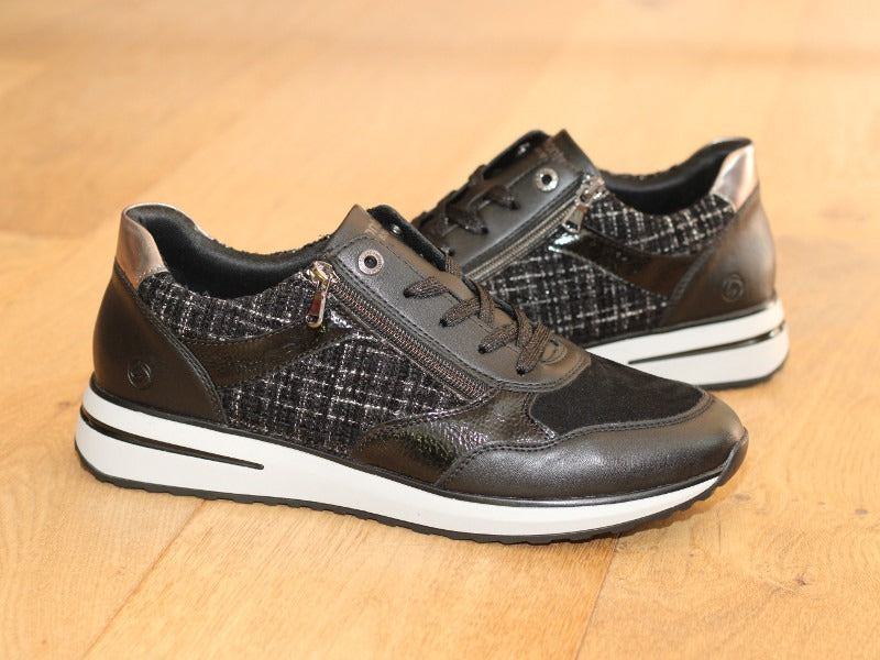 Basket mode Remonte en cuir combi noir