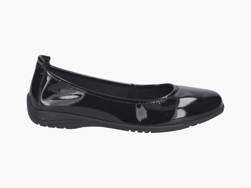 Ballerine Fenja en cuir noir verni