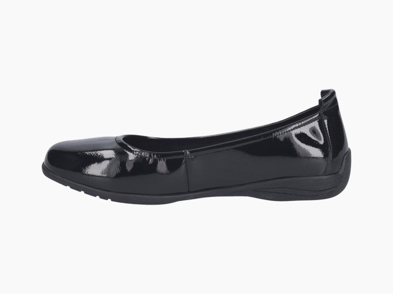 Ballerine Fenja en cuir noir verni