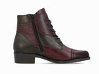 Bottines plates Remonte avec lacets en cuir bordeaux