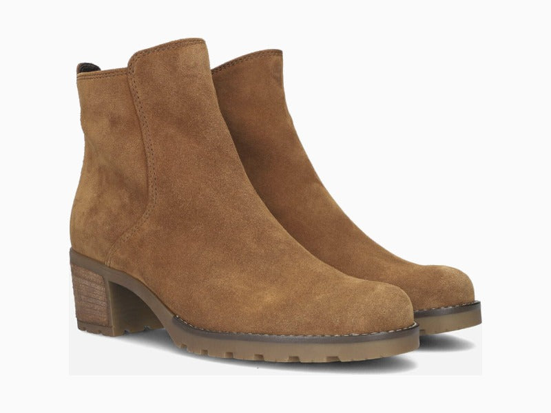 Bottines à talon carré Gabor en cuir velours cognac