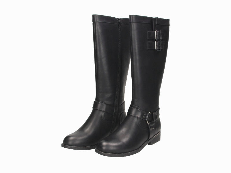 Bottes plates noires avec boucle Romy