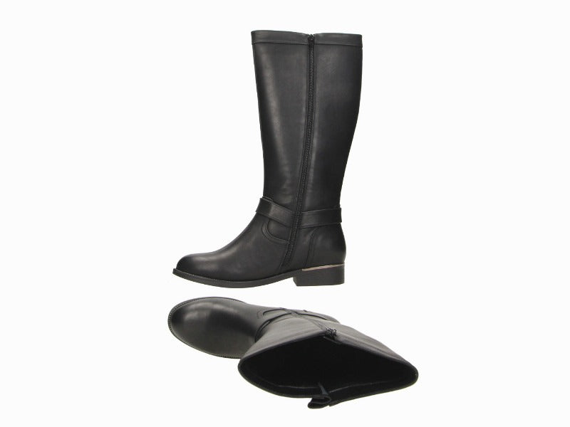 Bottes plates noires avec boucle Romy