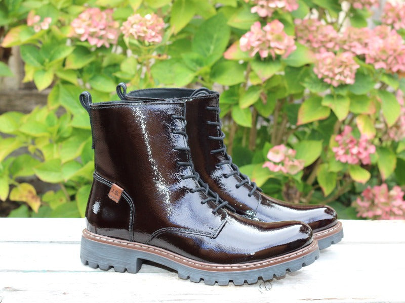 Bottines vernies en cuir noir Melinda