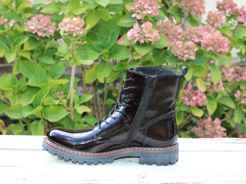 Bottines vernies en cuir noir Melinda