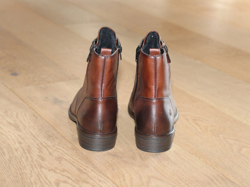 Bottines Remonte en cuir marron avec lacets et zip