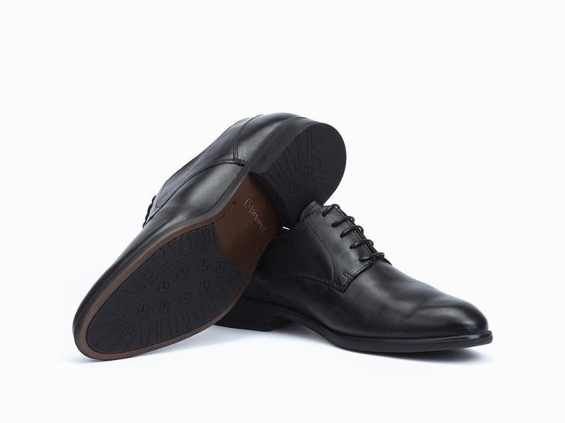 Chaussures à lacet derby en cuir noir Bristol