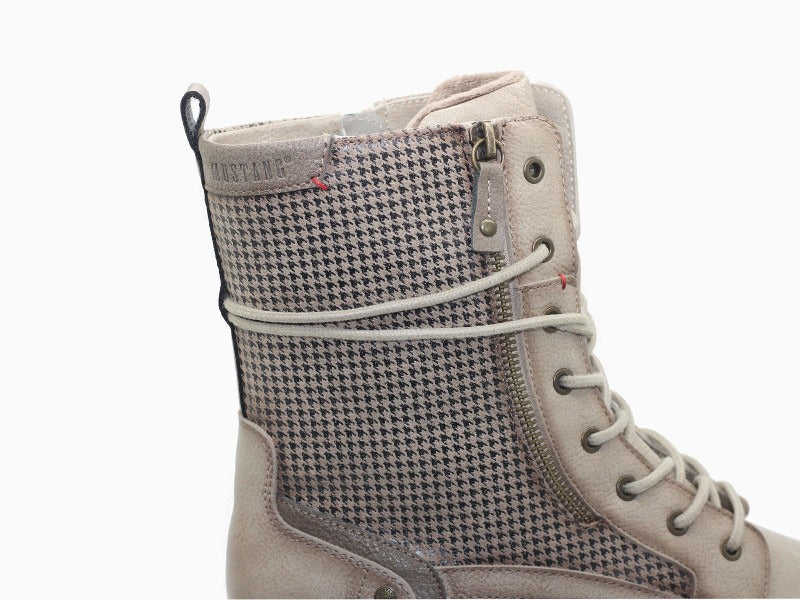 Bottines beige avec imprimé et petit talon Mustang