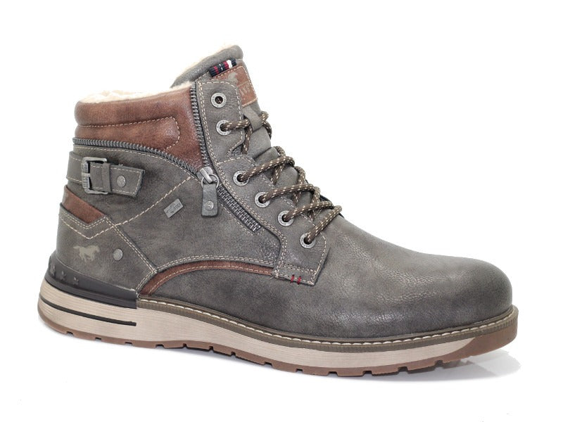 Boots fourrés Mustang aspect cuir gris anthracite