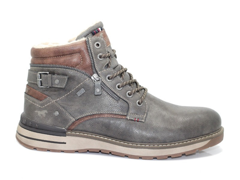 Boots fourrés Mustang aspect cuir gris anthracite