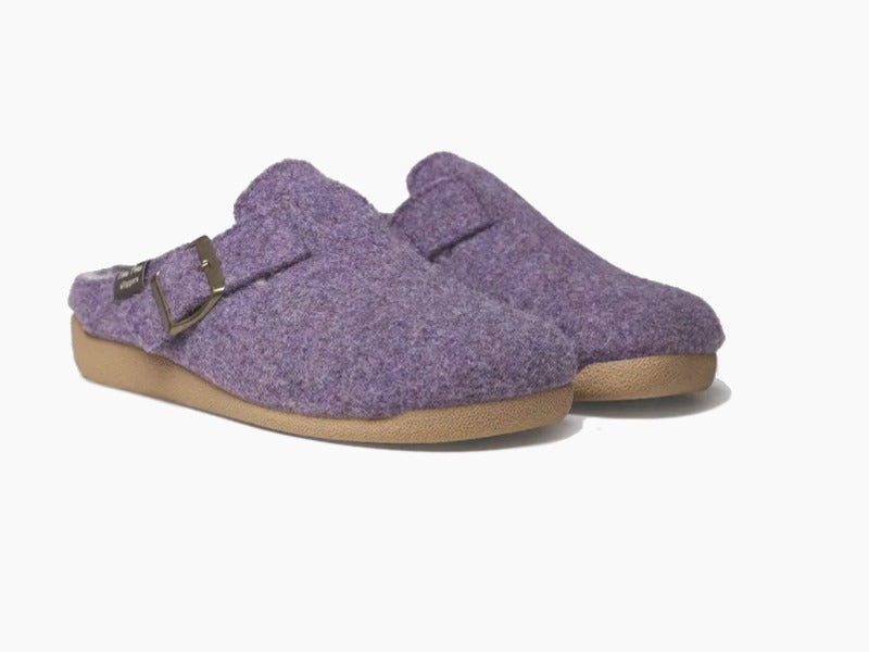 Chaussons Mima avec boucle réglable en feutre violet