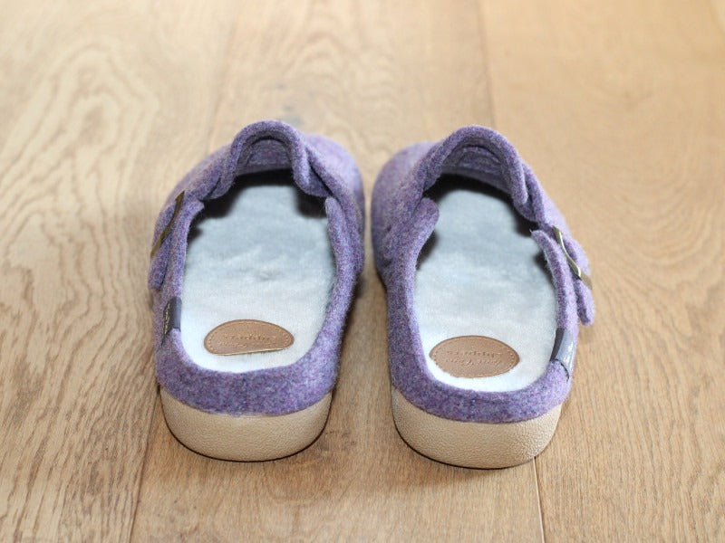 Chaussons Mima avec boucle réglable en feutre violet