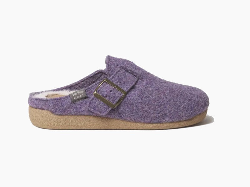 Chaussons Mima avec boucle réglable en feutre violet