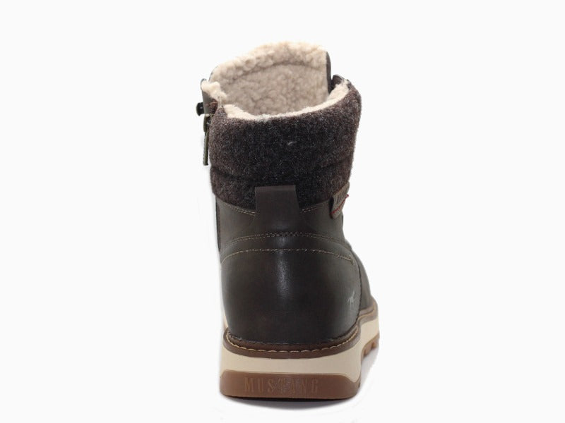 Boots chaudes Mustang aspect cuir marron Moka