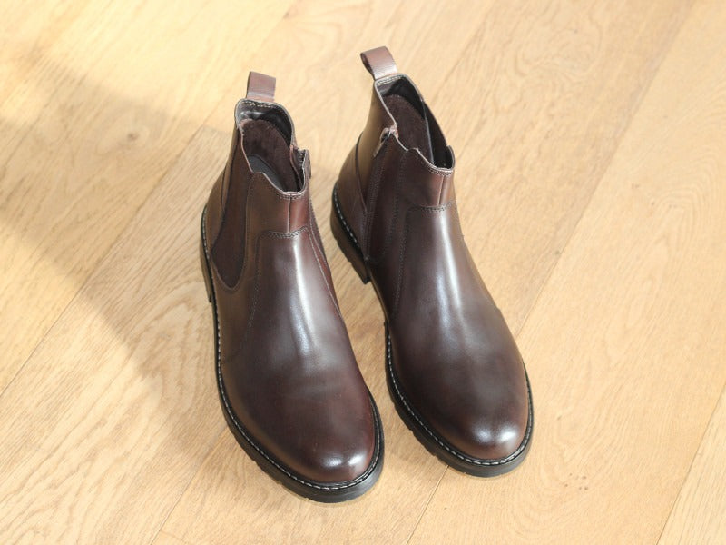 Boots style Chelsea Elster en cuir marron foncé de Redskins