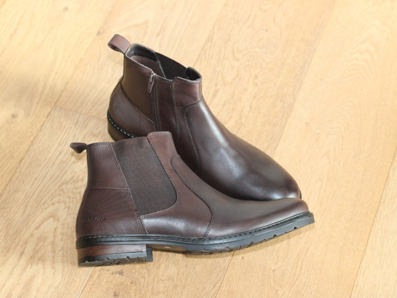 Boots style Chelsea Elster en cuir marron foncé de Redskins
